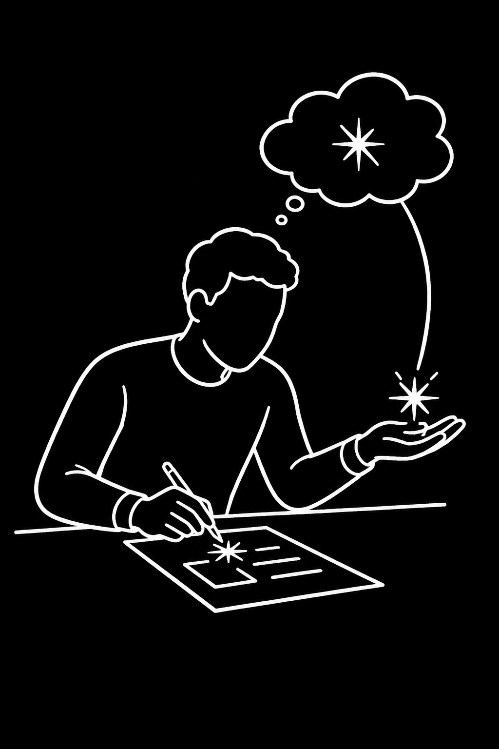 A person turns an idea into action at their desk.